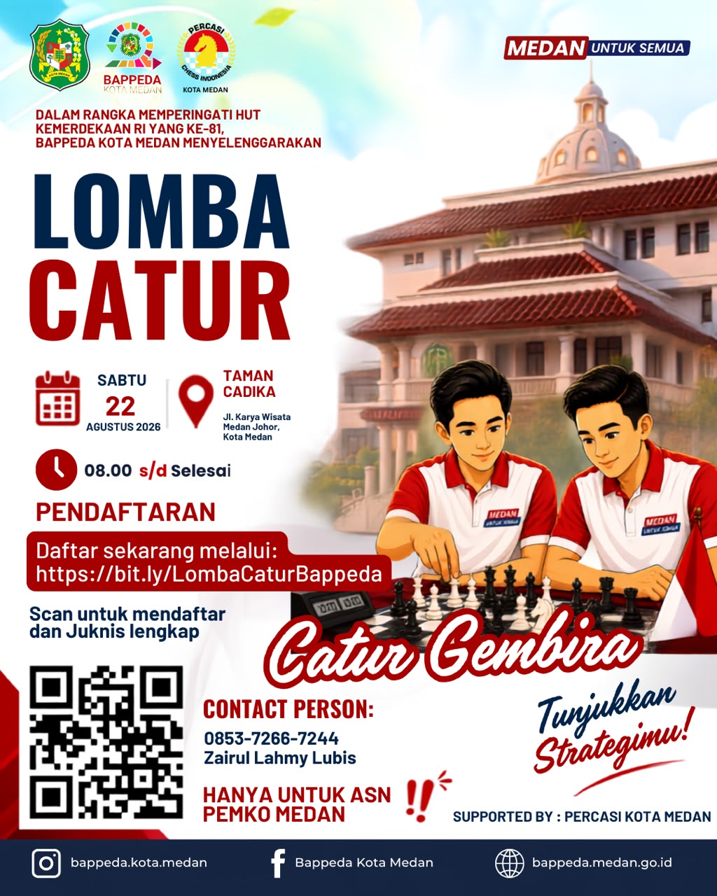 Poster Lomba Catur - Bappeda Kota Medan ft. PERCASI Kota Medan